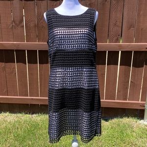 White House Black Market sheets dress, black over white slip